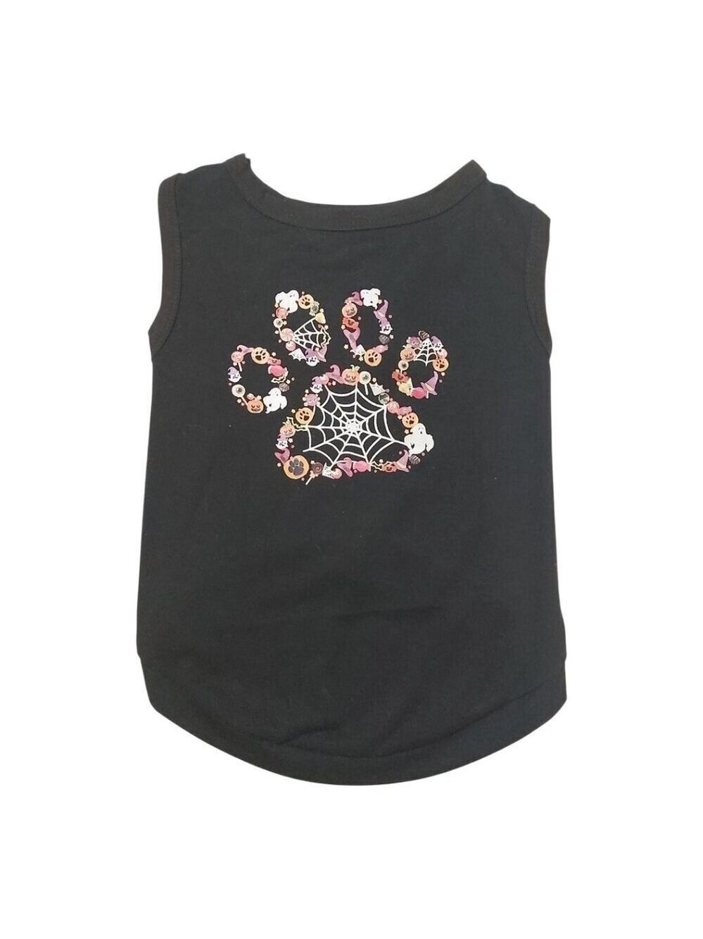 Black Large Dog Shirt - Halloween Paw Print Design